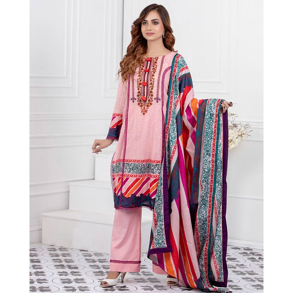 Signature Icon Printed Lawn 3 Pcs Un-Stitched Suit Vol 1 - 5-B, Women, 3Pcs Shalwar Suit, ZS Textiles, Chase Value