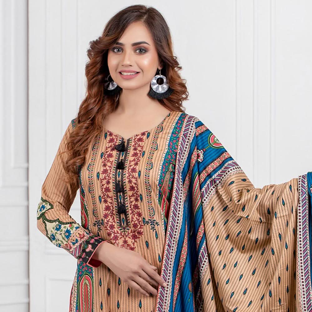 Signature Icon Printed Lawn 3 Pcs Un-Stitched Suit Vol 1 - 10-B, Women, 3Pcs Shalwar Suit, ZS Textiles, Chase Value