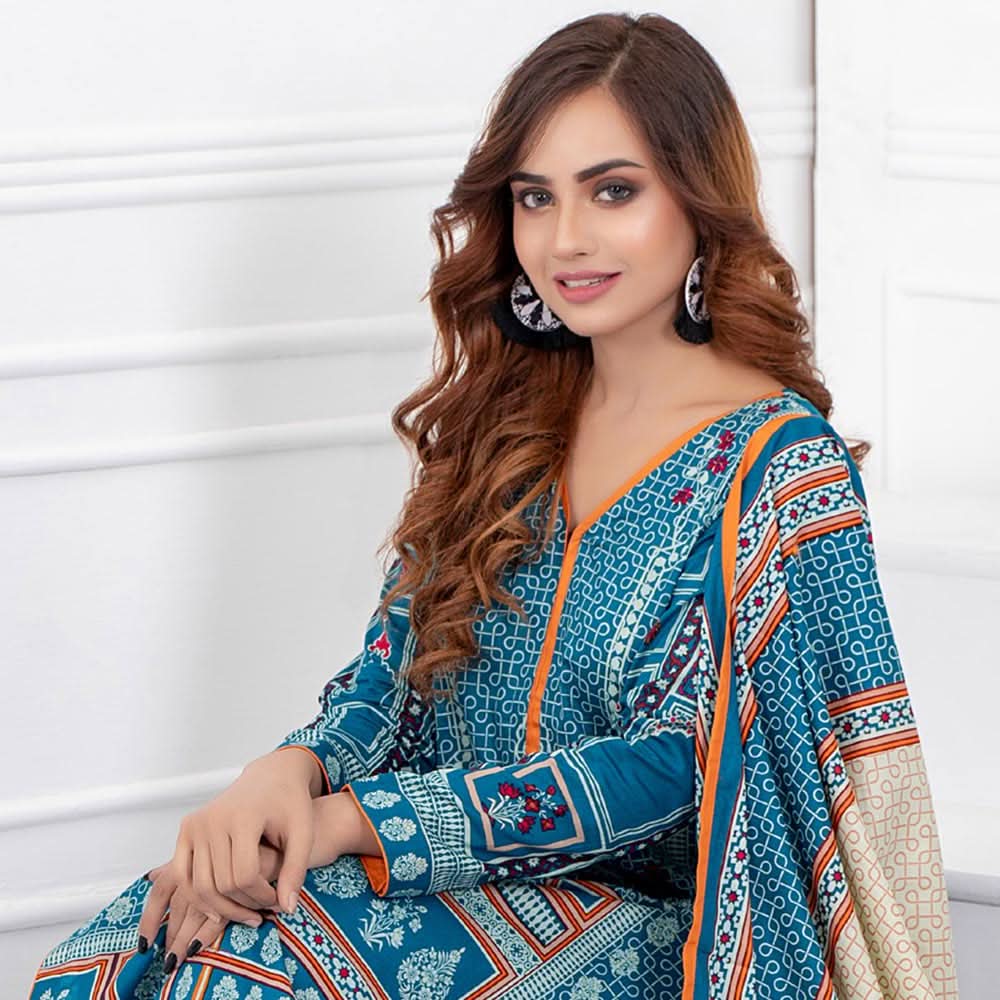Signature Icon Printed Lawn 3 Pcs Un-Stitched Suit Vol 1 - 3-B, Women, 3Pcs Shalwar Suit, ZS Textiles, Chase Value