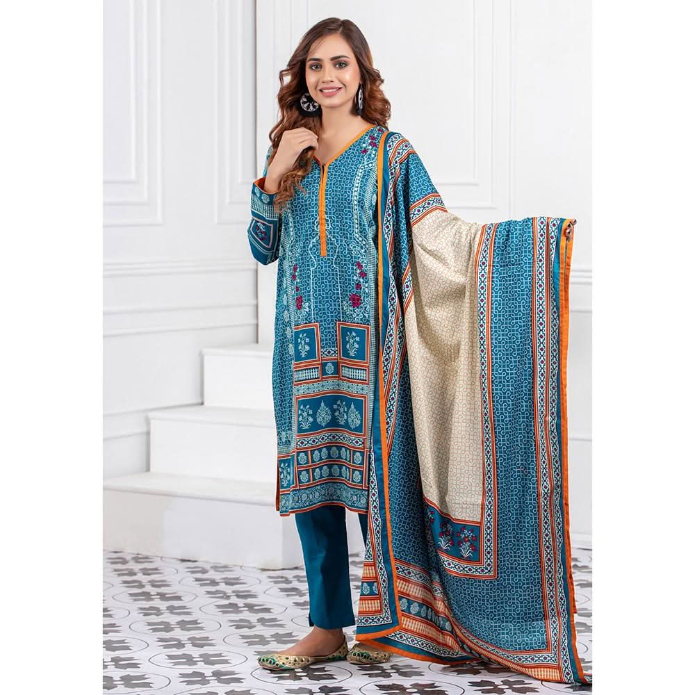 Signature Icon Printed Lawn 3 Pcs Un-Stitched Suit Vol 1 - 3-B, Women, 3Pcs Shalwar Suit, ZS Textiles, Chase Value