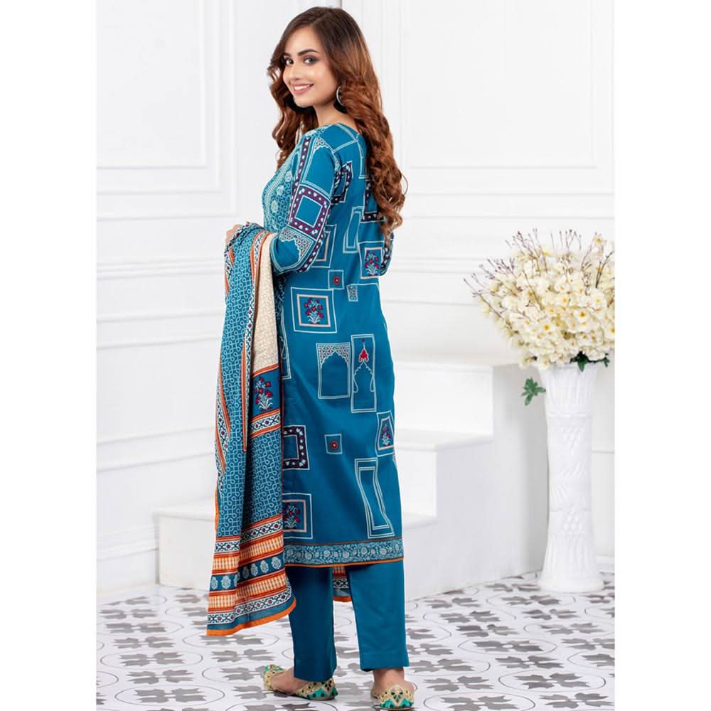 Signature Icon Printed Lawn 3 Pcs Un-Stitched Suit Vol 1 - 3-B, Women, 3Pcs Shalwar Suit, ZS Textiles, Chase Value