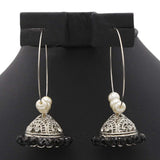 Women's Ear Bali Jhumki - Silver - Black, Women, Earrings & Tops, Chase Value, Chase Value