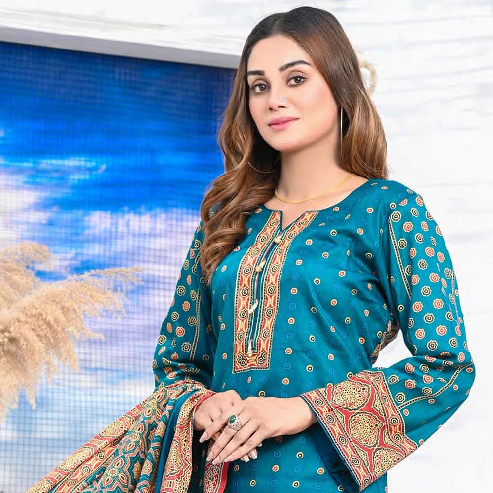 Five Star Classic Printed 3Pcs Unstitched Suit - 13, Women, 3Pcs Shalwar Suit, Chase Value, Chase Value