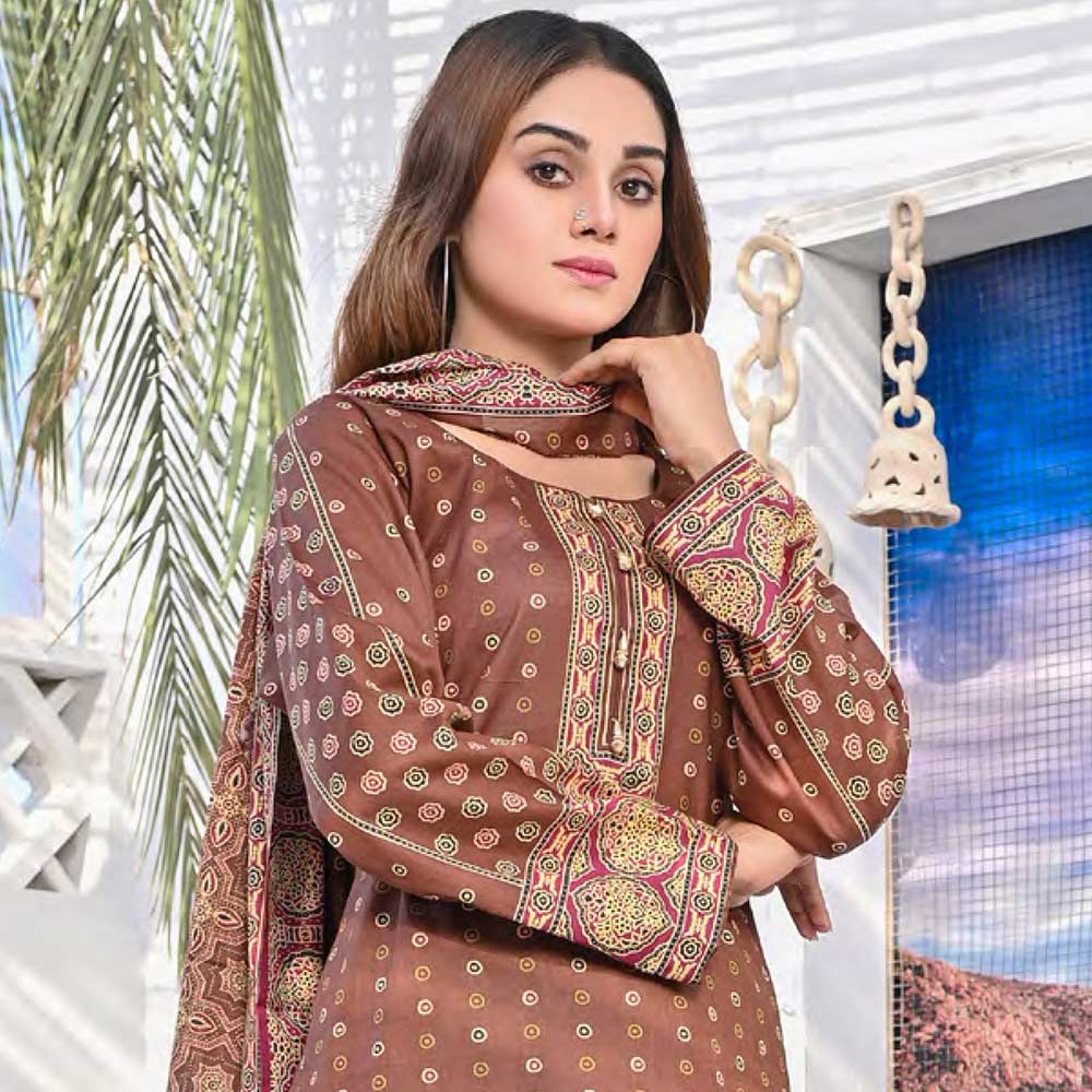 Five Star Classic Printed 3Pcs Unstitched Suit - 14, Women, 3Pcs Shalwar Suit, Chase Value, Chase Value