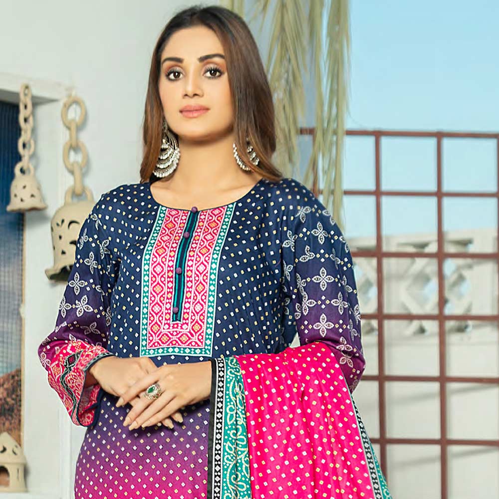 Five Star Classic Printed 3Pcs Unstitched Suit - 17, Women, 3Pcs Shalwar Suit, Chase Value, Chase Value