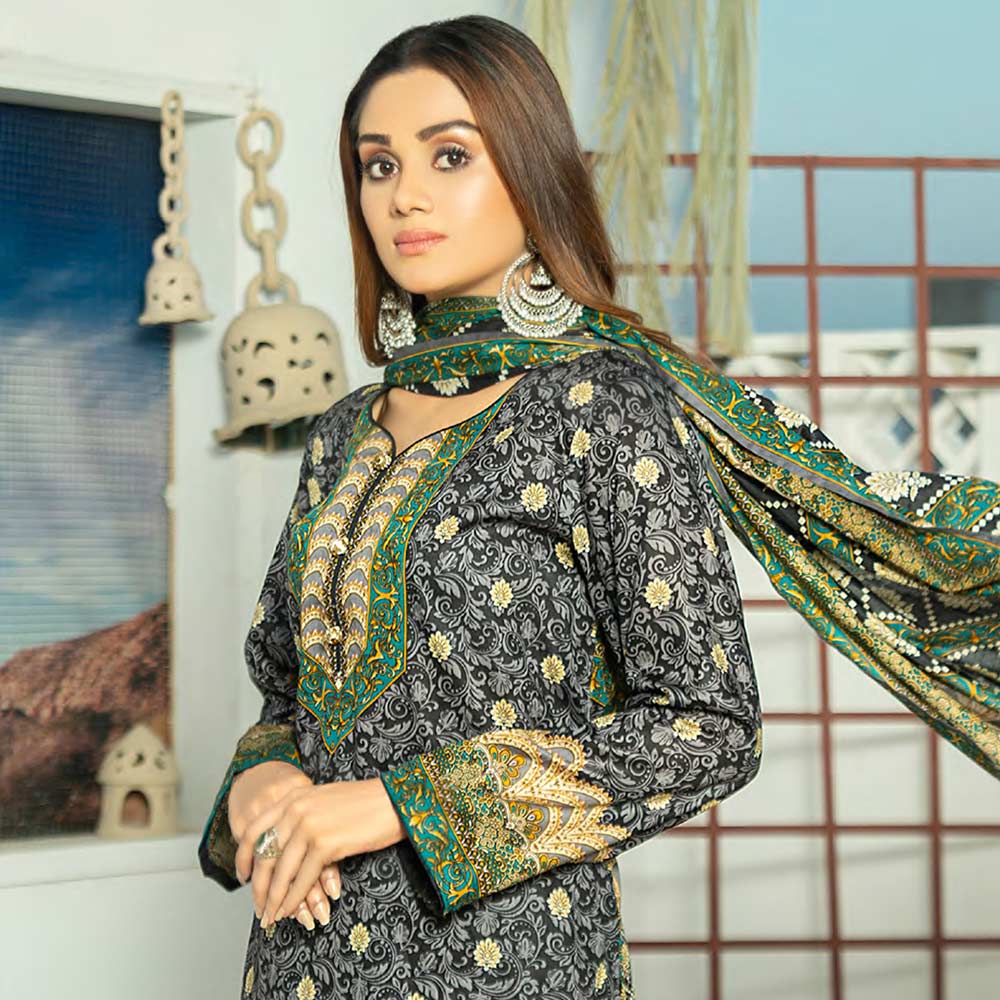 Five Star Classic Printed 3Pcs Unstitched Suit - 19, Women, 3Pcs Shalwar Suit, Chase Value, Chase Value