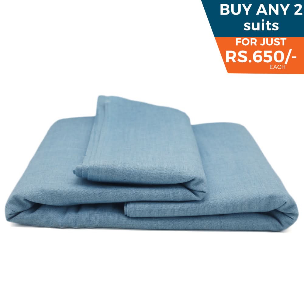 Men's Fancy Un-Stitched Suiting Fabric - Steel Blue, Men, Unstitched Fabric, Chase Value, Chase Value