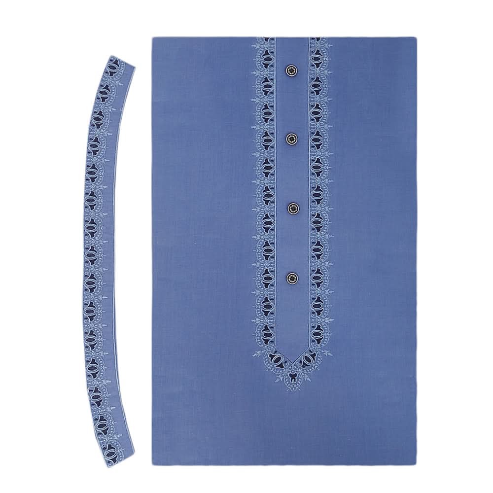Men's Mashriq Embroidered Un-Stitched Suit - Steel-Blue, Men, Unstitched Fabric, Chase Value, Chase Value