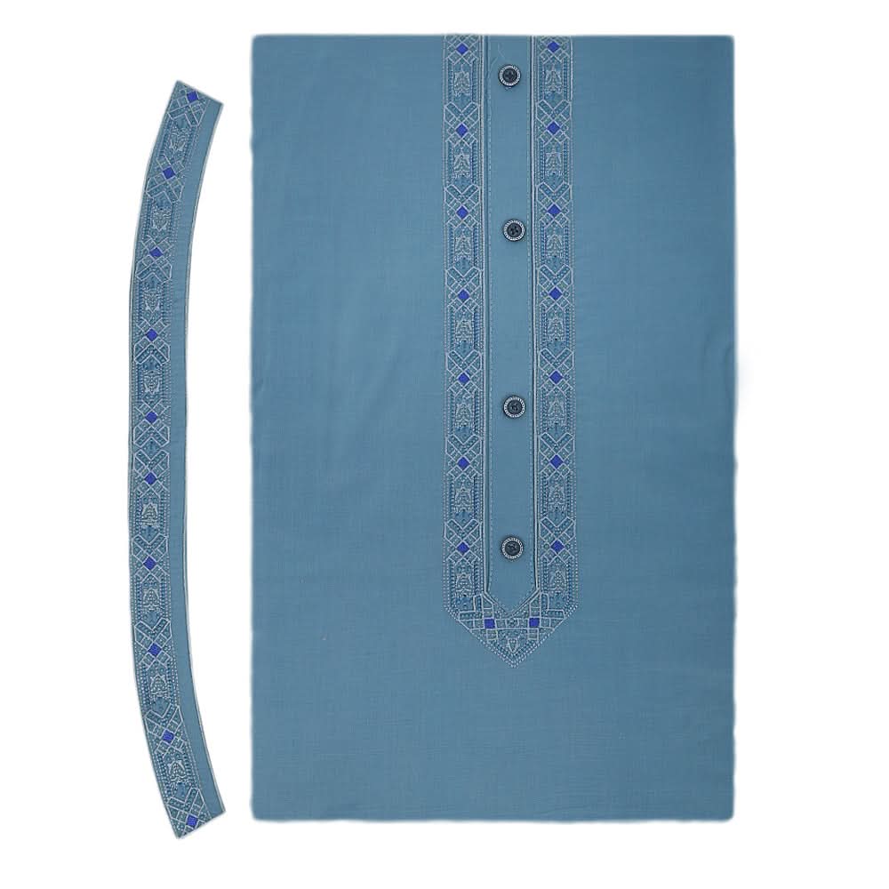 Men's Mashriq Embroidered Un-Stitched Suit - Steel-Blue, Men, Unstitched Fabric, Chase Value, Chase Value