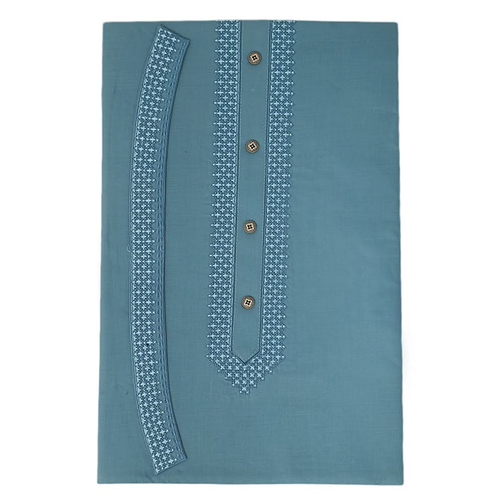 Men's Mashriq Embroidered Un-Stitched Suit - Steel-Blue, Men, Unstitched Fabric, Chase Value, Chase Value