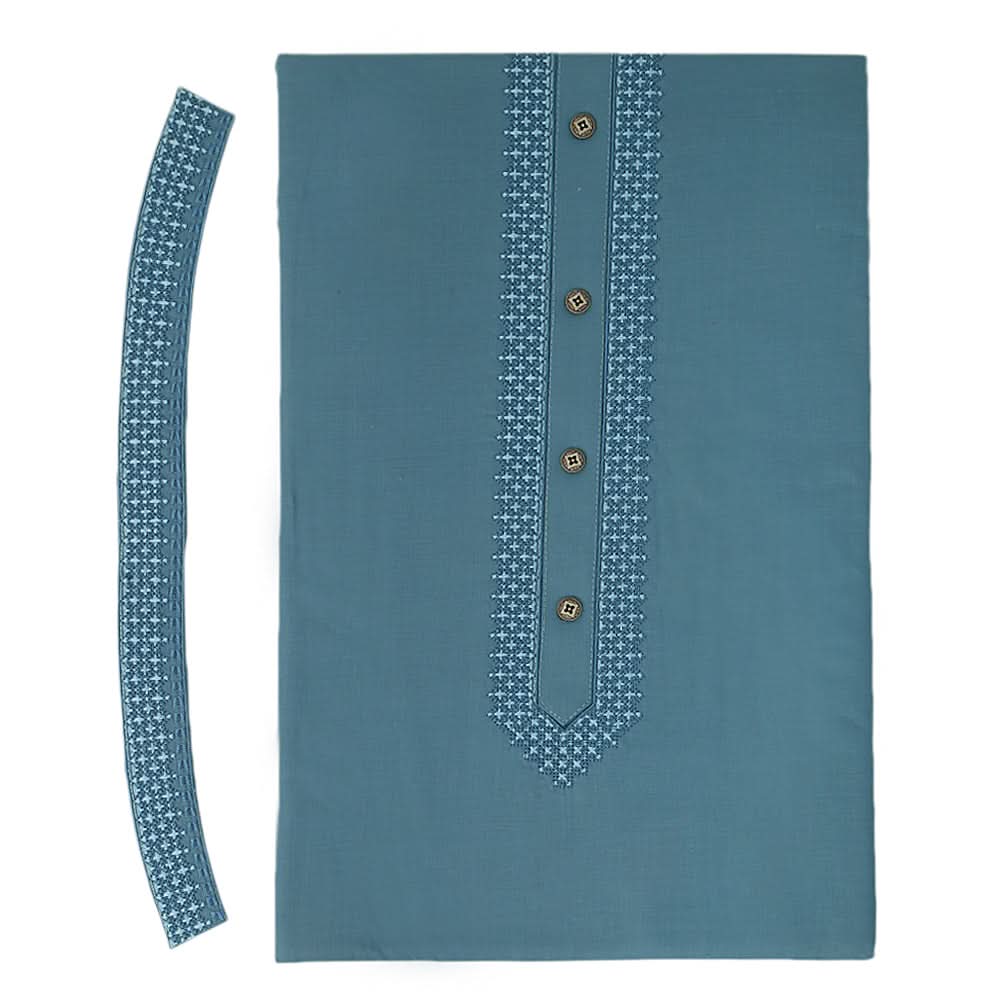 Men's Mashriq Embroidered Un-Stitched Suit - Steel-Blue, Men, Unstitched Fabric, Chase Value, Chase Value