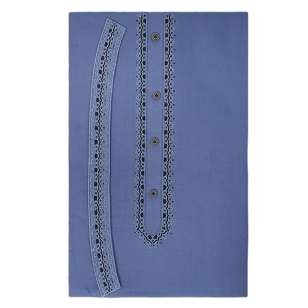 Men's Mashriq Embroidered Un-Stitched Suit - Steel-Blue, Men, Unstitched Fabric, Chase Value, Chase Value