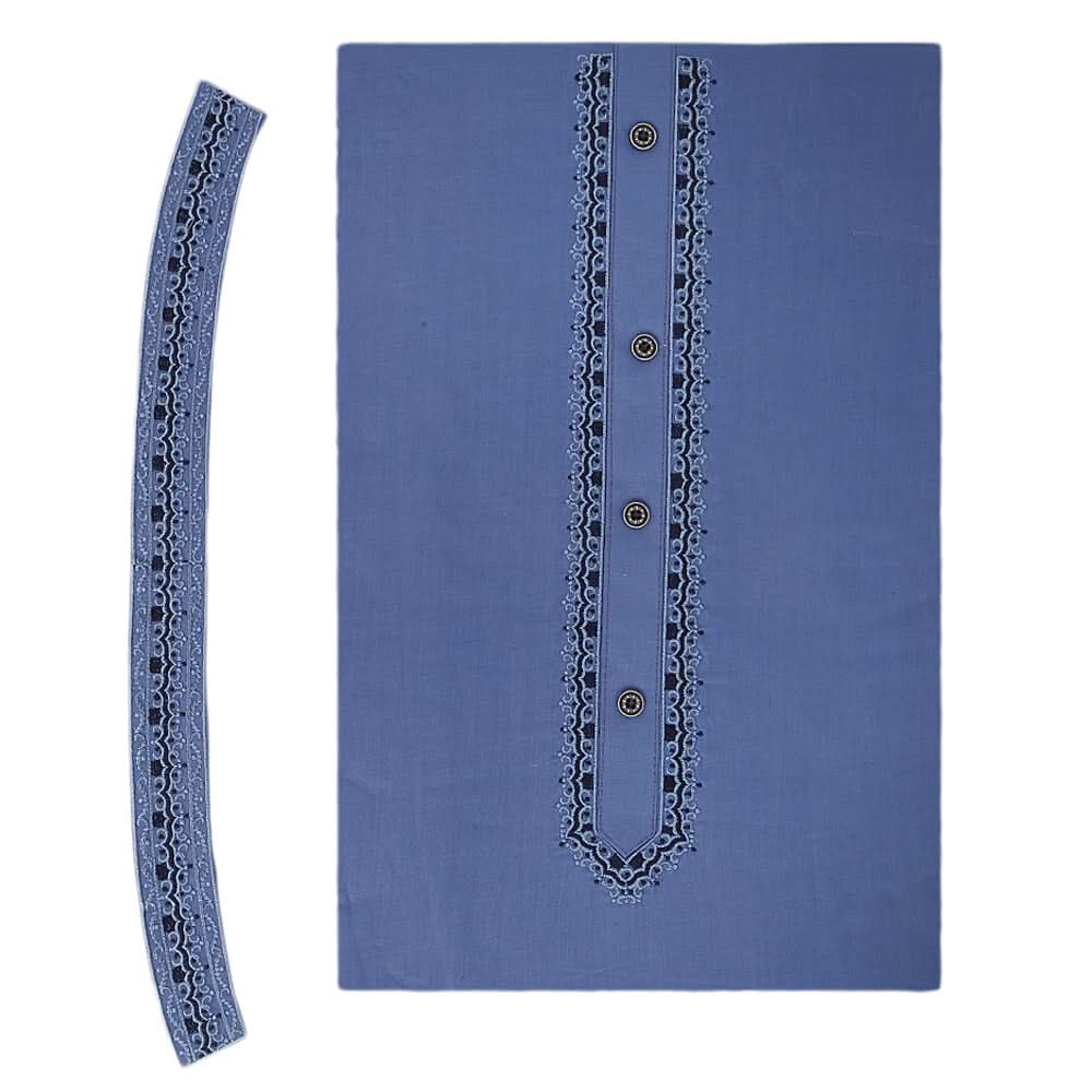 Men's Mashriq Embroidered Un-Stitched Suit - Steel-Blue, Men, Unstitched Fabric, Chase Value, Chase Value