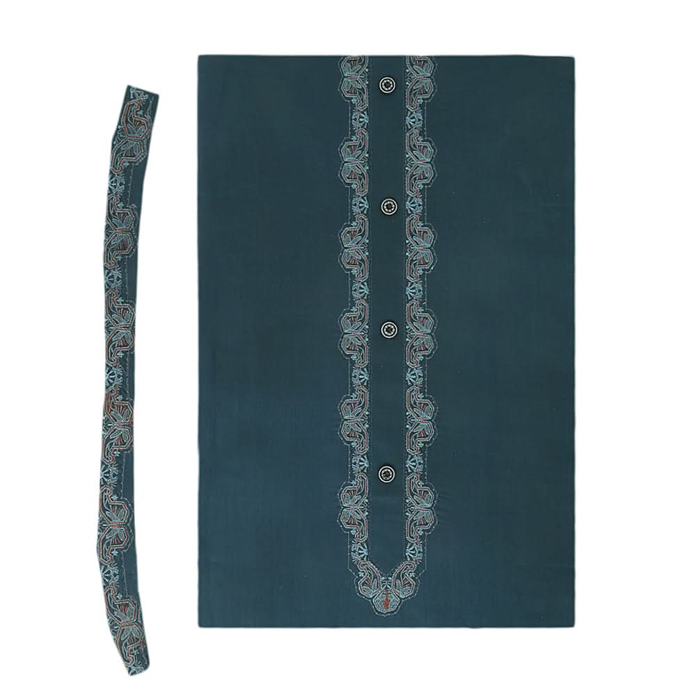 Men's Mashriq Embroidered Un-Stitched Suit - Steel-Green, Men, Unstitched Fabric, Chase Value, Chase Value