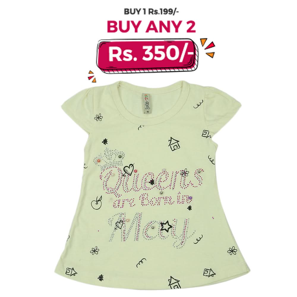 Girls Half Sleeves T-Shirt - Lemon, Kids, Girls T-Shirts, Chase Value, Chase Value