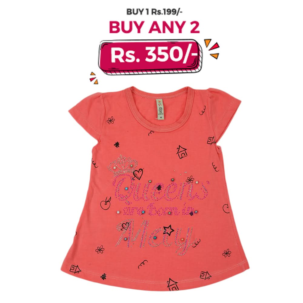 Girls Half Sleeves T-Shirt - Pink, Kids, Girls T-Shirts, Chase Value, Chase Value