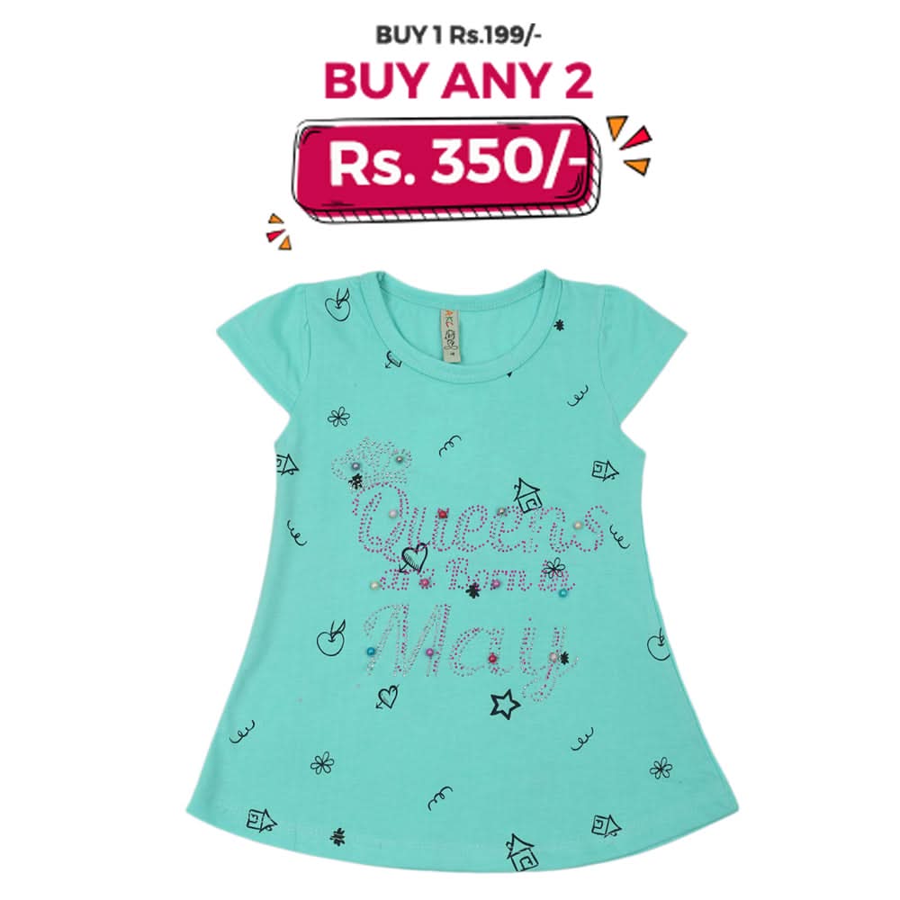 Girls Half Sleeves T-Shirt - Sea Green, Kids, Girls T-Shirts, Chase Value, Chase Value