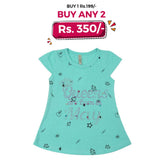 Girls Half Sleeves T-Shirt - Sea Green, Kids, Girls T-Shirts, Chase Value, Chase Value