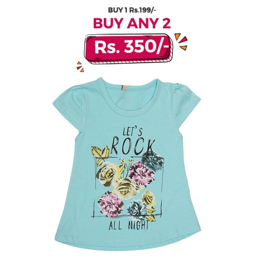 Girls Half Sleeves T-Shirt - Blue, Kids, Girls T-Shirts, Chase Value, Chase Value