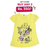 Girls Half Sleeves T-Shirt - Yellow, Kids, Girls T-Shirts, Chase Value, Chase Value