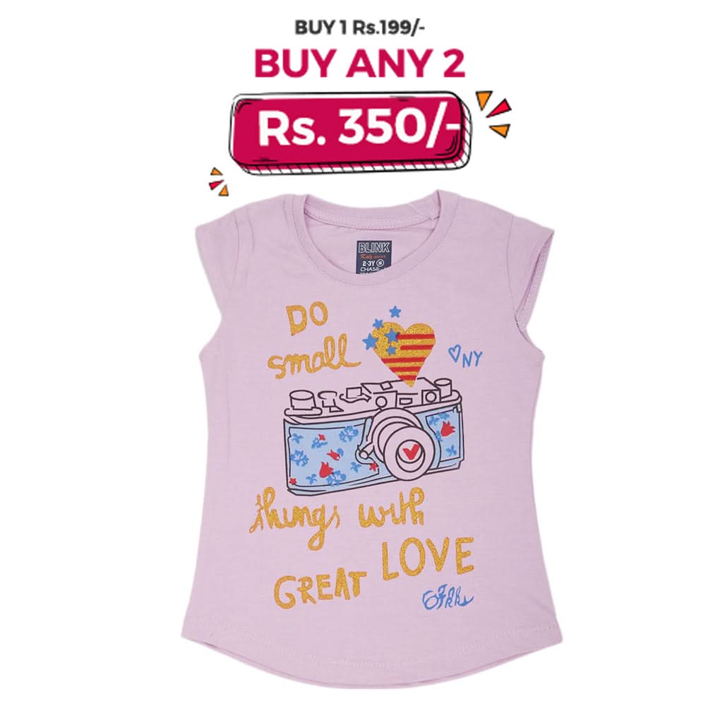Girls Printed Half Sleeves T-Shirt 4693 - Light Purple, Kids, Girls T-Shirts, Chase Value, Chase Value