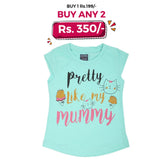 Girls Printed Half Sleeves T-Shirt 4701 - Cyan, Kids, Girls T-Shirts, Chase Value, Chase Value