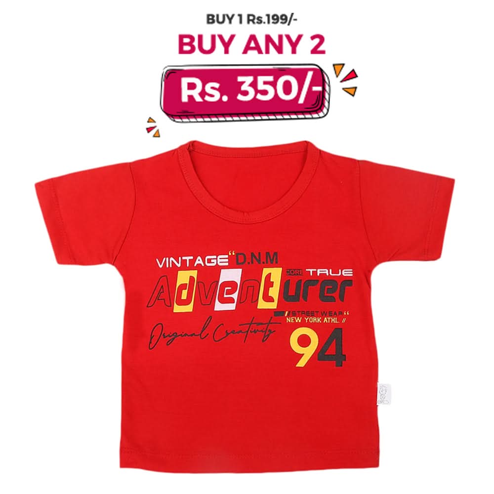 Boys Half Sleeves T-Shirt  - Red, Kids, Boys T-Shirts, Chase Value, Chase Value