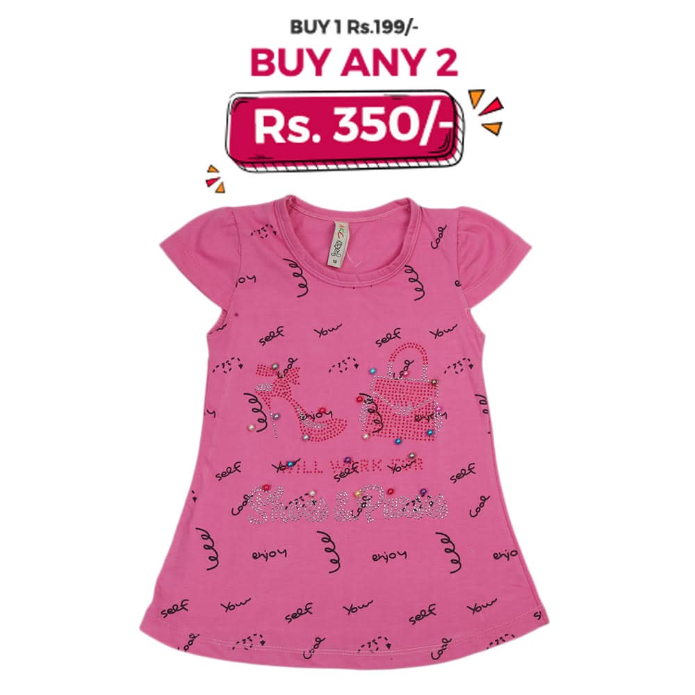 Girls Half Sleeves T-Shirt - Pink, Kids, Girls T-Shirts, Chase Value, Chase Value
