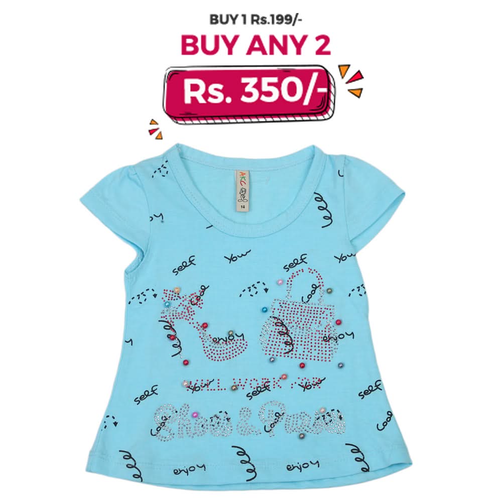 Girls Half Sleeves T-Shirt - Blue, Kids, Girls T-Shirts, Chase Value, Chase Value