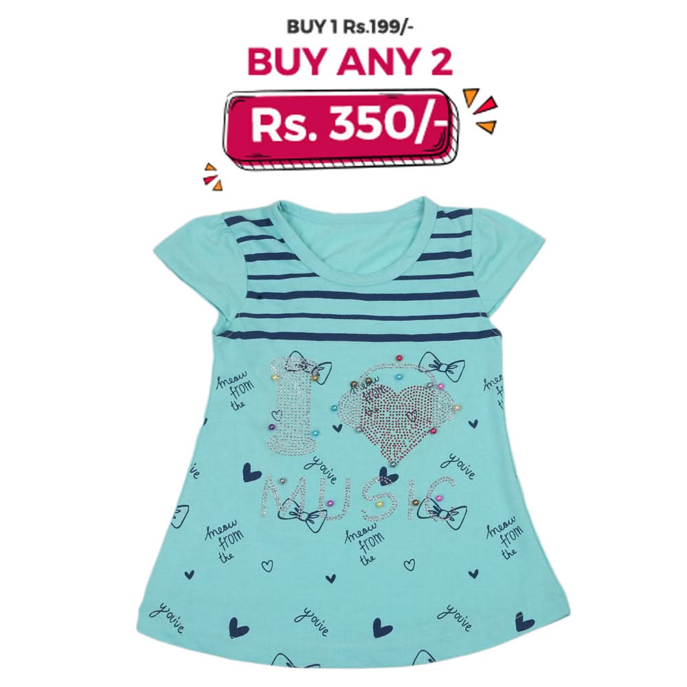 Girls Half Sleeves T-Shirt - Sea Green, Kids, Girls T-Shirts, Chase Value, Chase Value