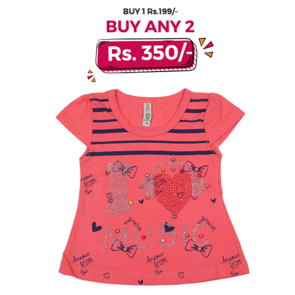 Girls Half Sleeves T-Shirt - Pink, Kids, Girls T-Shirts, Chase Value, Chase Value