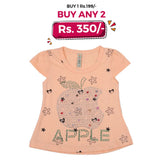 Girls Half Sleeves T-Shirt - Peach, Kids, Girls T-Shirts, Chase Value, Chase Value