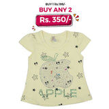 Girls Half Sleeves T-Shirt - Yellow, Kids, Girls T-Shirts, Chase Value, Chase Value