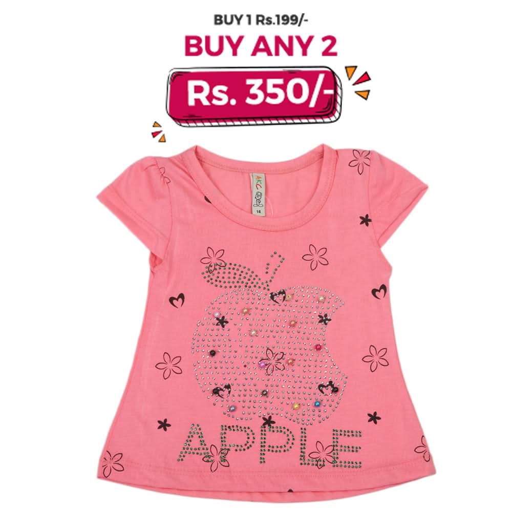 Girls Half Sleeves T-Shirt - Pink, Kids, Girls T-Shirts, Chase Value, Chase Value