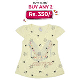 Girls Half Sleeves T-Shirt - Yellow, Kids, Girls T-Shirts, Chase Value, Chase Value