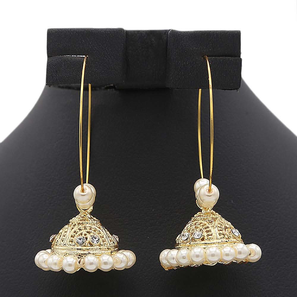 Women's Ear Bali Jhumki - Golden - White, Women, Earrings & Tops, Chase Value, Chase Value