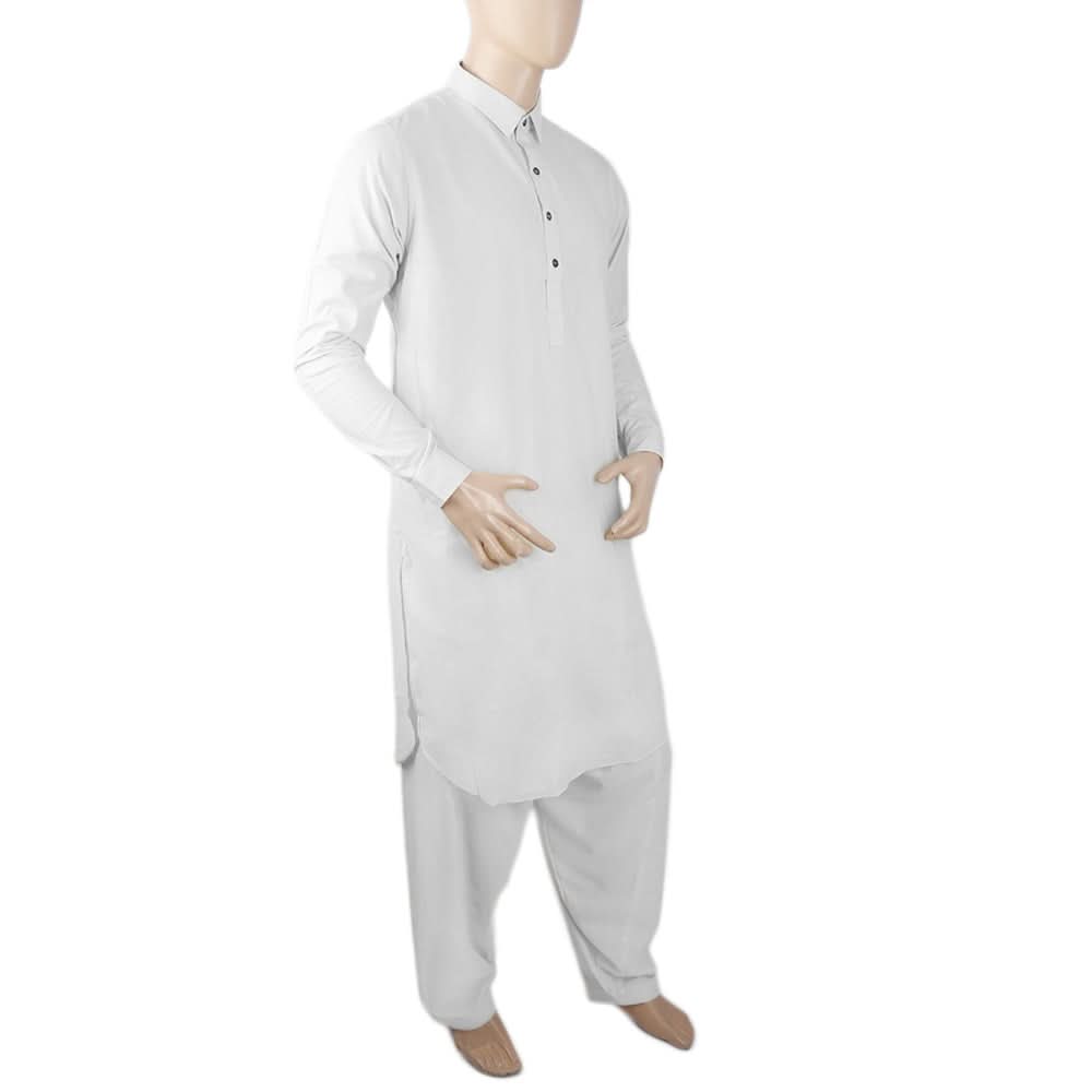 Men's Mashriq Slim Fit Shalwar Kameez Plain - White, Men, Shalwar Kameez, Chase Value, Chase Value