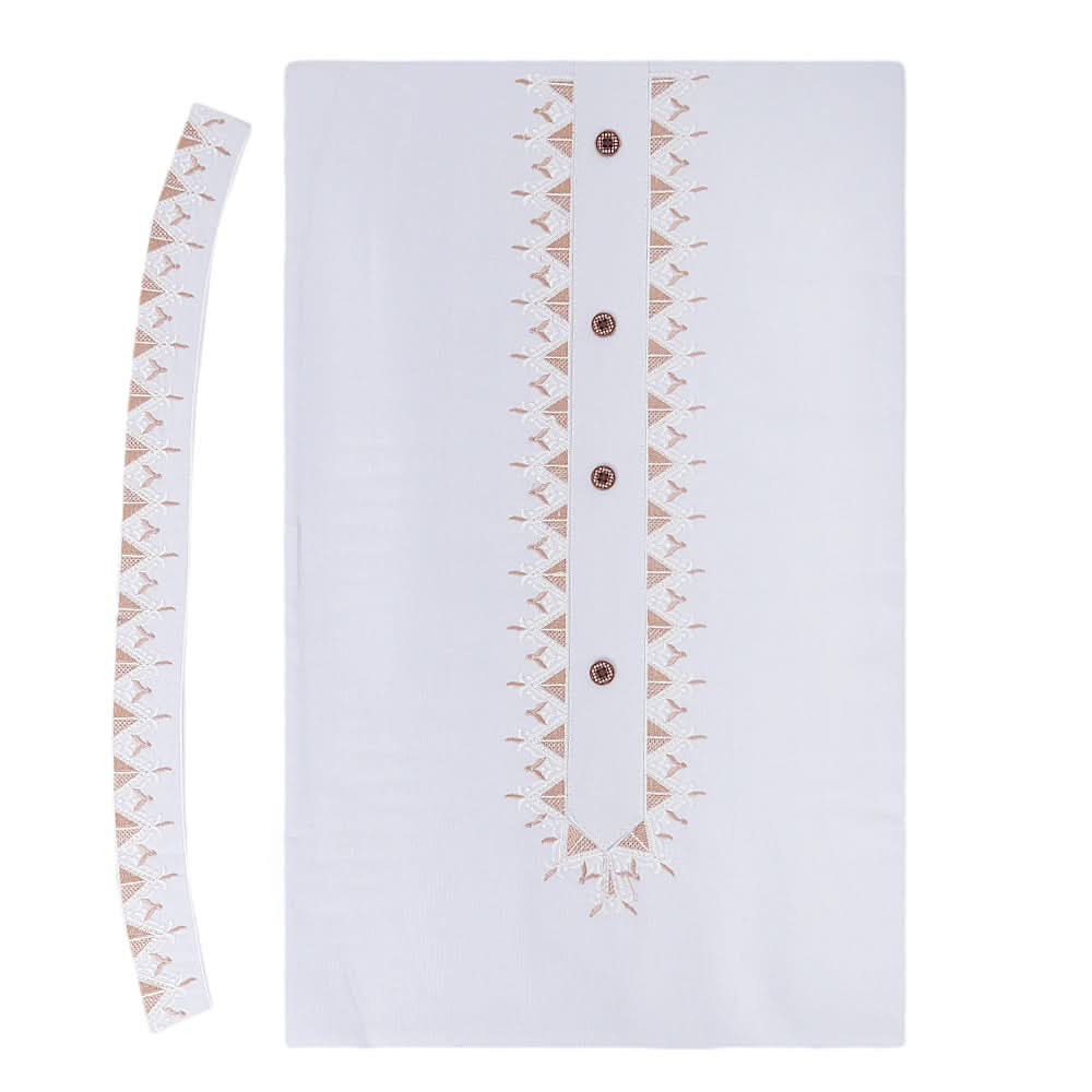 Men's Mashriq Embroidered Un-Stitched Suit - White, Men, Unstitched Fabric, Chase Value, Chase Value