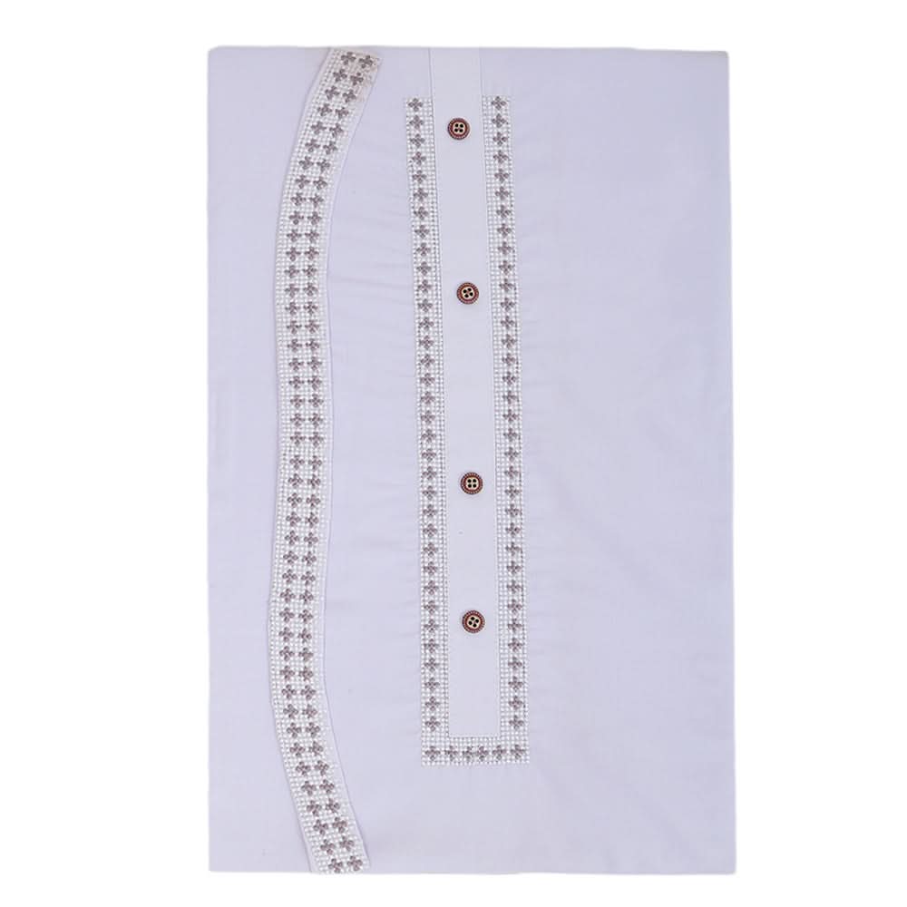 Men's Mashriq Embroidered Un-Stitched Suit - White, Men, Unstitched Fabric, Chase Value, Chase Value