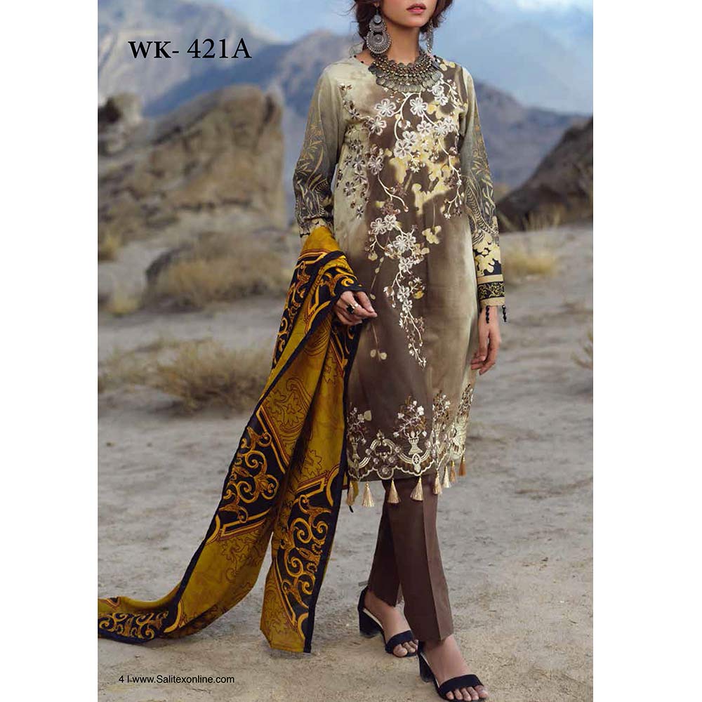 Zure Embroidered Cotton 3 Piece Un-Stitched Suit - 421A, Women, 3Pcs Shalwar Suit, Salitex Textiles, Chase Value