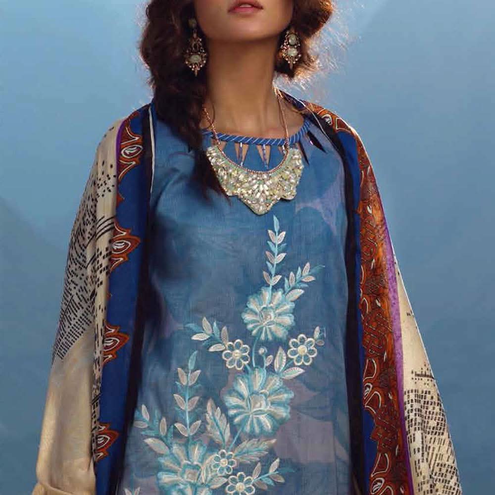 Zure Embroidered Cotton 3 Piece Un-Stitched Suit - 424A, Women, 3Pcs Shalwar Suit, Salitex Textiles, Chase Value