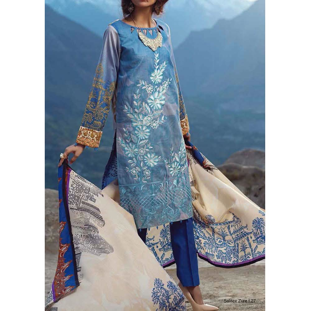 Zure Embroidered Cotton 3 Piece Un-Stitched Suit - 424A, Women, 3Pcs Shalwar Suit, Salitex Textiles, Chase Value