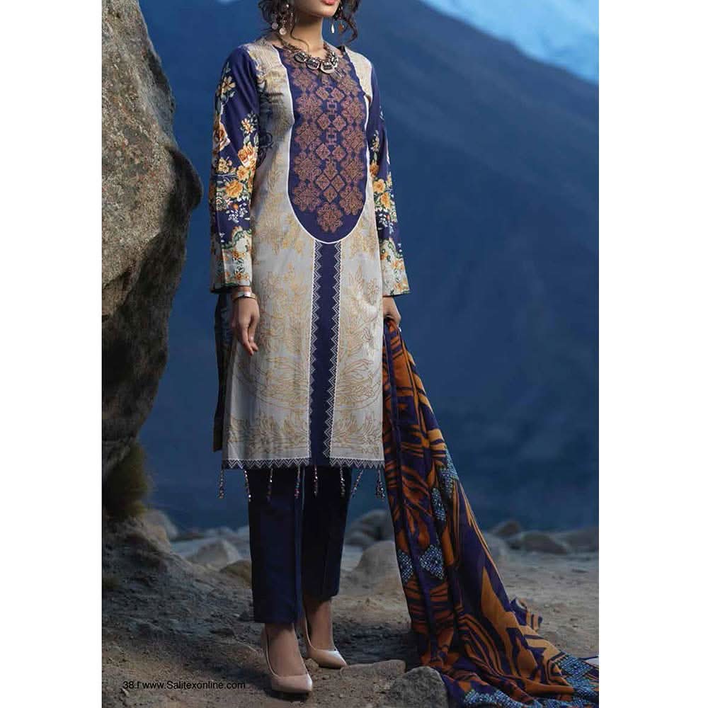 Zure Embroidered Cotton 3 Piece Un-Stitched Suit - 425B, Women, 3Pcs Shalwar Suit, Salitex Textiles, Chase Value