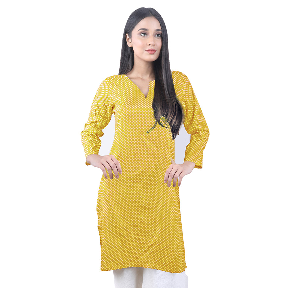 Karizma Chahat Printed Lawn 1 Pcs Un-Stitched Kurti - Yellow, Women, Unstitched Kurti, United Textiles, Chase Value