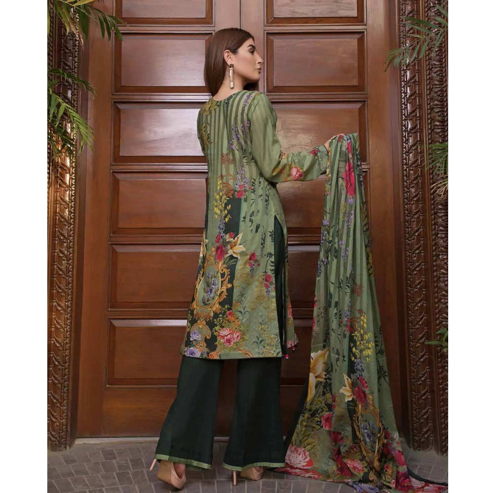 Zobia Noor Embroidered Digital Lawn 3 Piece Un-Stitched Suit - 001, Women, 3Pcs Shalwar Suit, Salam's Textiles, Chase Value
