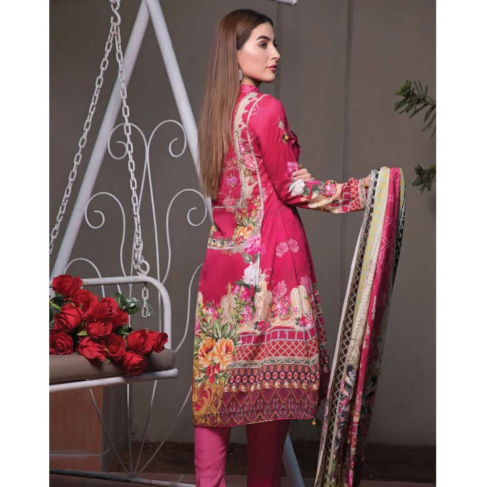 Zobia Noor Embroidered Digital Lawn 3 Piece Un-Stitched Suit - 008, Women, 3Pcs Shalwar Suit, Salam's Textiles, Chase Value