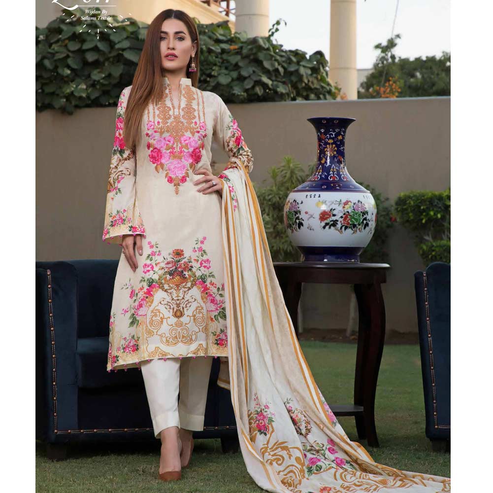 Zobia Noor Embroidered Digital Lawn 3 Piece Un-Stitched Suit - 011, Women, 3Pcs Shalwar Suit, Salam's Textiles, Chase Value