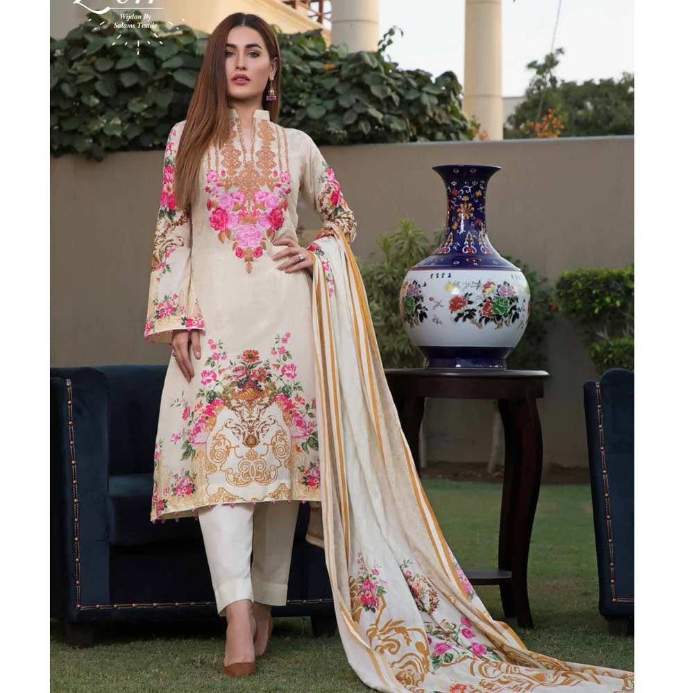 Zobia Noor Embroidered Digital Lawn 3 Piece Un-Stitched Suit - 011, Women, 3Pcs Shalwar Suit, Salam's Textiles, Chase Value