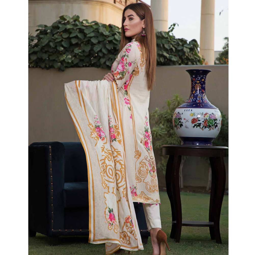 Zobia Noor Embroidered Digital Lawn 3 Piece Un-Stitched Suit - 011, Women, 3Pcs Shalwar Suit, Salam's Textiles, Chase Value
