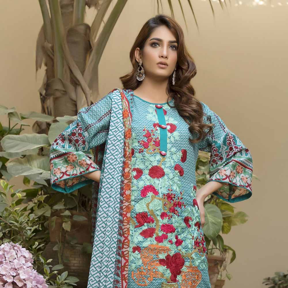 Zmaria Embroidered Lawn Un-Stitched Suit - 1A, Women, 3Pcs Shalwar Suit, ZS Textiles, Chase Value